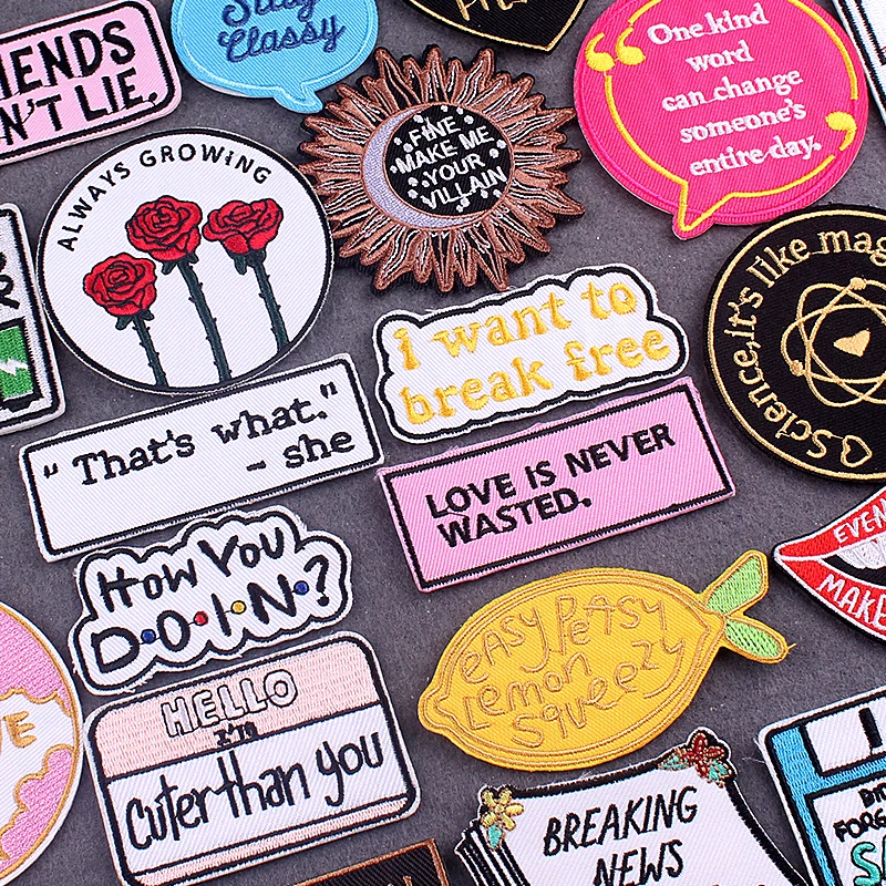 

Words Patch Iron-On Patches For Clothing Stripes Letter Embroidered Patches On Clothes Positive Clothes Patches With Iron Badge