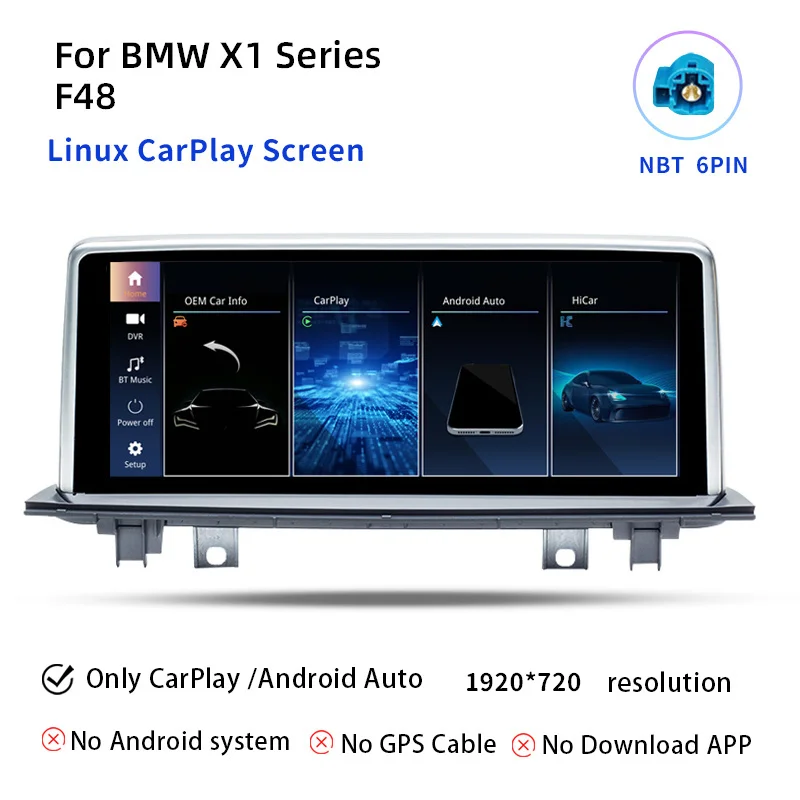 Android 10 Car Stereo For BMW X1 F48 2016-2017 - 10.25" Touch Screen GPS, Retains IDrive, Adds CarPlay & Backup Camera