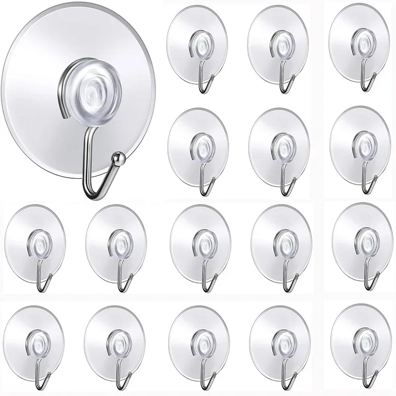 Transparent Suction Cup Hooks for Versatile Use - Kitchen, Bathroom, and Glass Walls - Set of 5/10