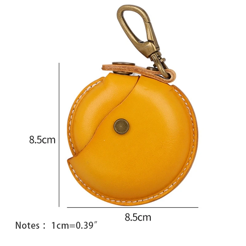 Leather Coin Purse Men Women Vintage Round Creative Storage Money Bag Keychain