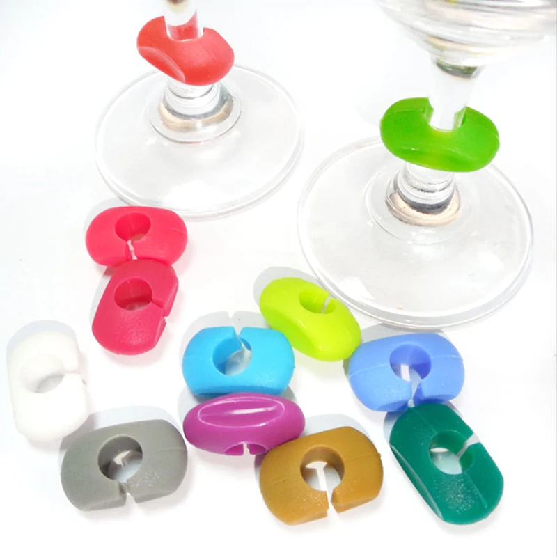 Wine glass marker wine glass decorations 6/8/12Pcs Silicone Identification Marker Charm Shot Glass Cup Label Tag Sign Ring Kitchen Bar Tool Party Supplies