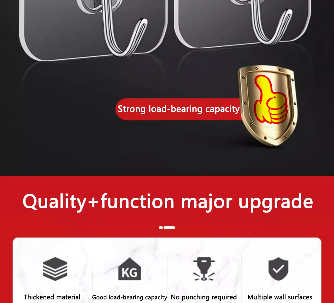 Description Picture 3 of item30 Pcs Hooks Transparent Strong Self Adhesive Door Wall Hangers Hooks Suction Heavy Load Rack Cup Sucker For Kitchen Bathroom