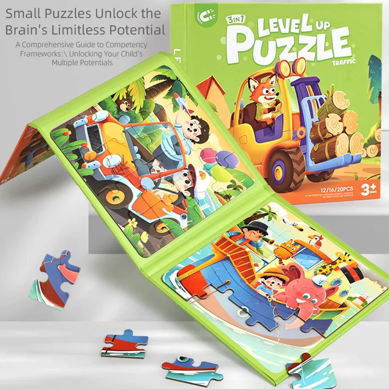 Children's Folding Magnetic Jigsaw Puzzle - Portable Travel DIY Toy Set (12/16/20 Pieces)