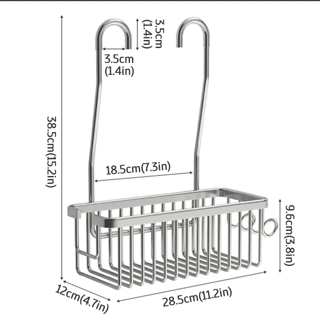 Contenitore Portaoggetti Per Doccia - Senza Fori, Con Gancio Regolabile Cromato - Foto 9