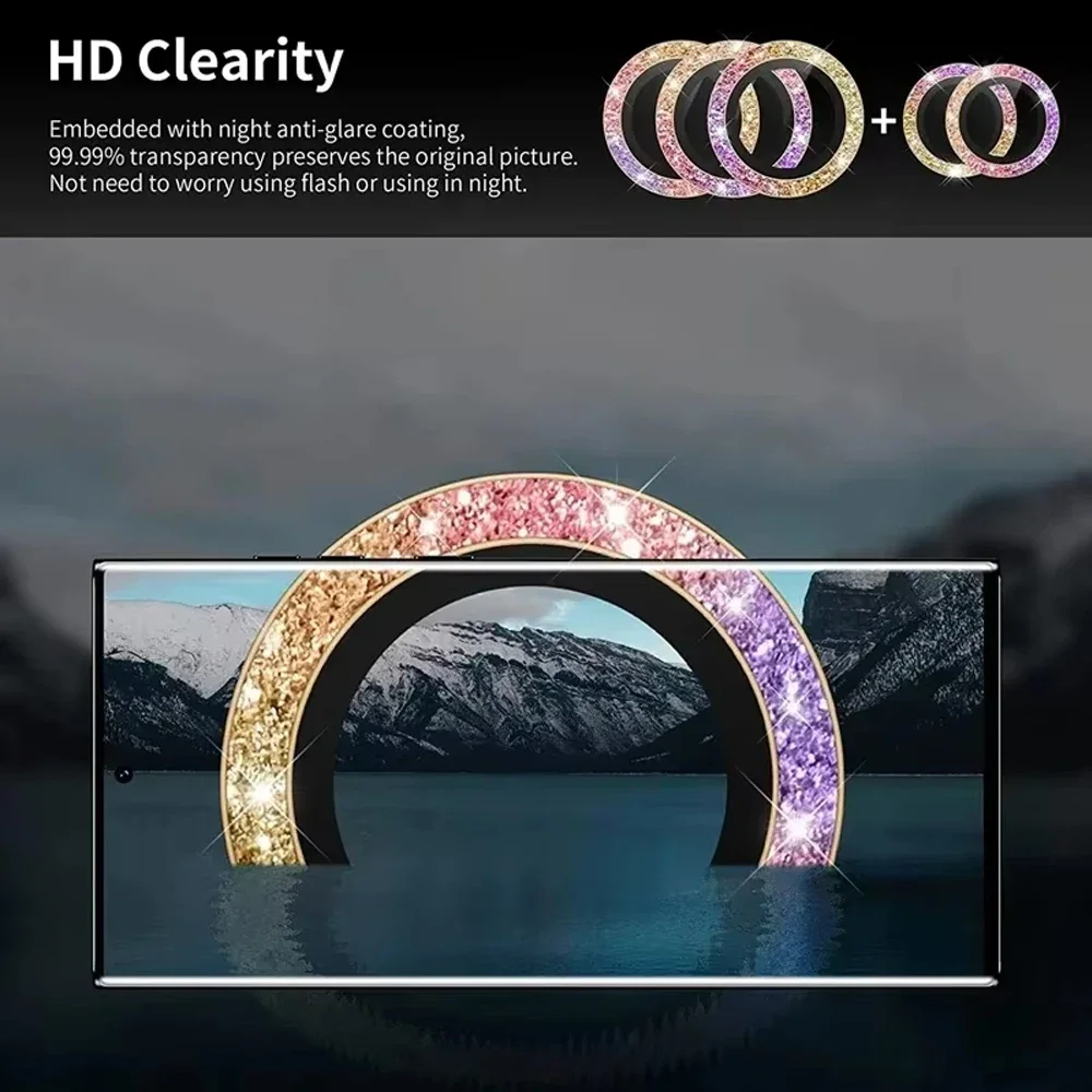 Ultra HD Glitter Diamond Metal Ring Camera Glass Lens Protector