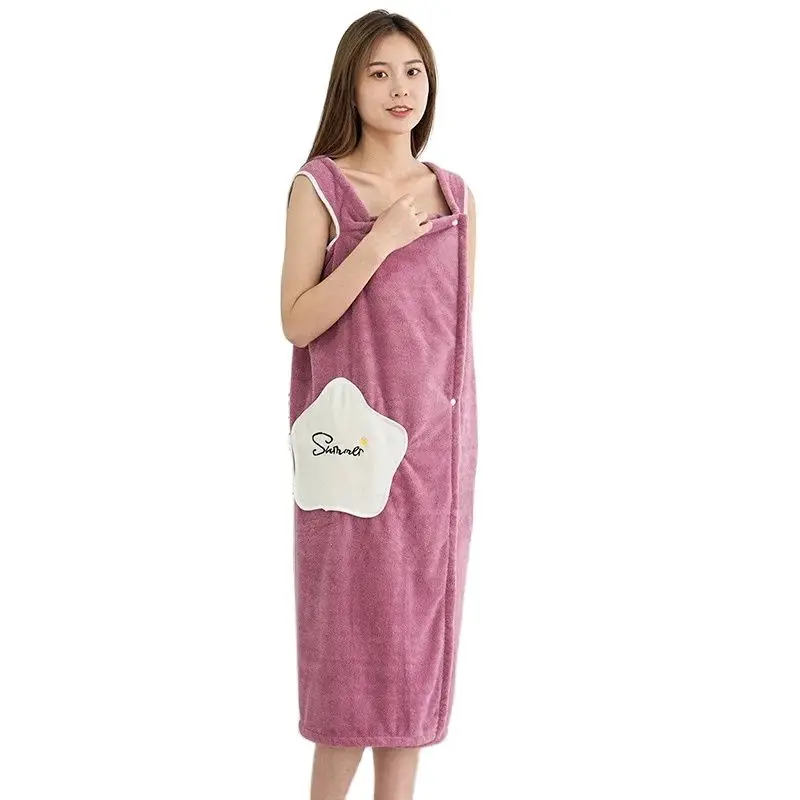 Women Quick Dry Bathing Towel Spa Bathrobes Wash Clothing Sexy Wearable Microfiber Beach Towels Bathrooms Purple White Red