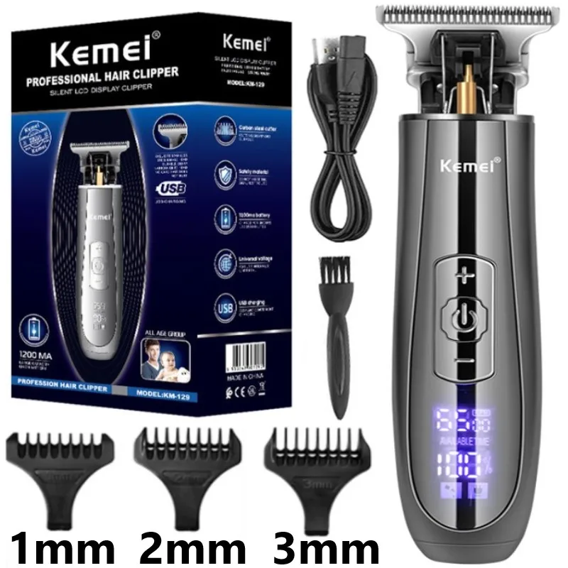 

Kemei Electric Hair Trimmer 10w Powerful LCD Clipper 0mm Baldheaded Hair Clippers Barbershop Rechargable Adjustable Speed