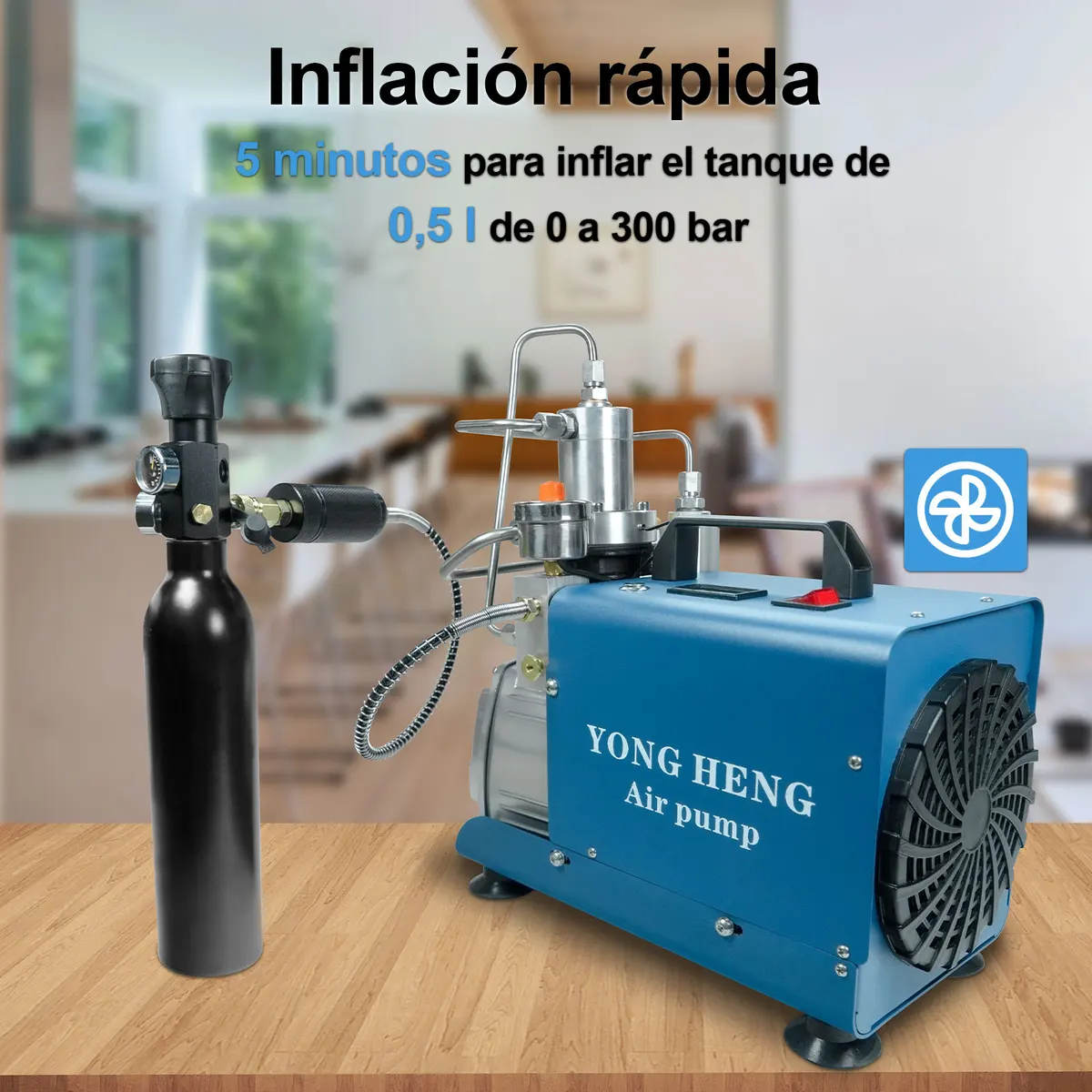 YONGHENG 300Bar PCP High Pressure Air Compressor 4500Psi Adjustable Auto-Stop Electric Compressor for PCP Scuba Inflator Tank — view 3