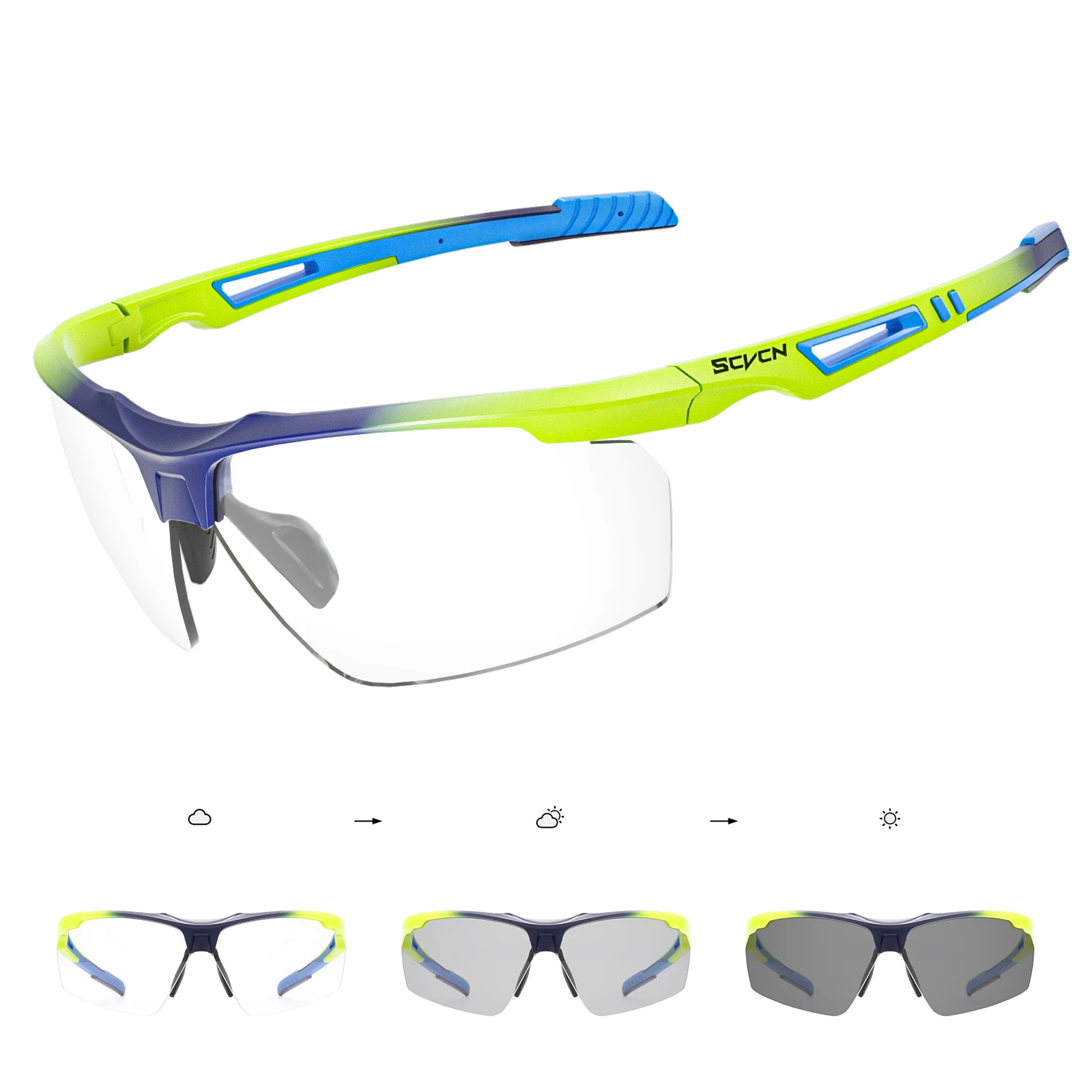 Scvcn Photochromic 선글라스 사이클링 안경 자전거 러닝 맨 태양 자전거 스포츠 MTB Road Eyewear for ..