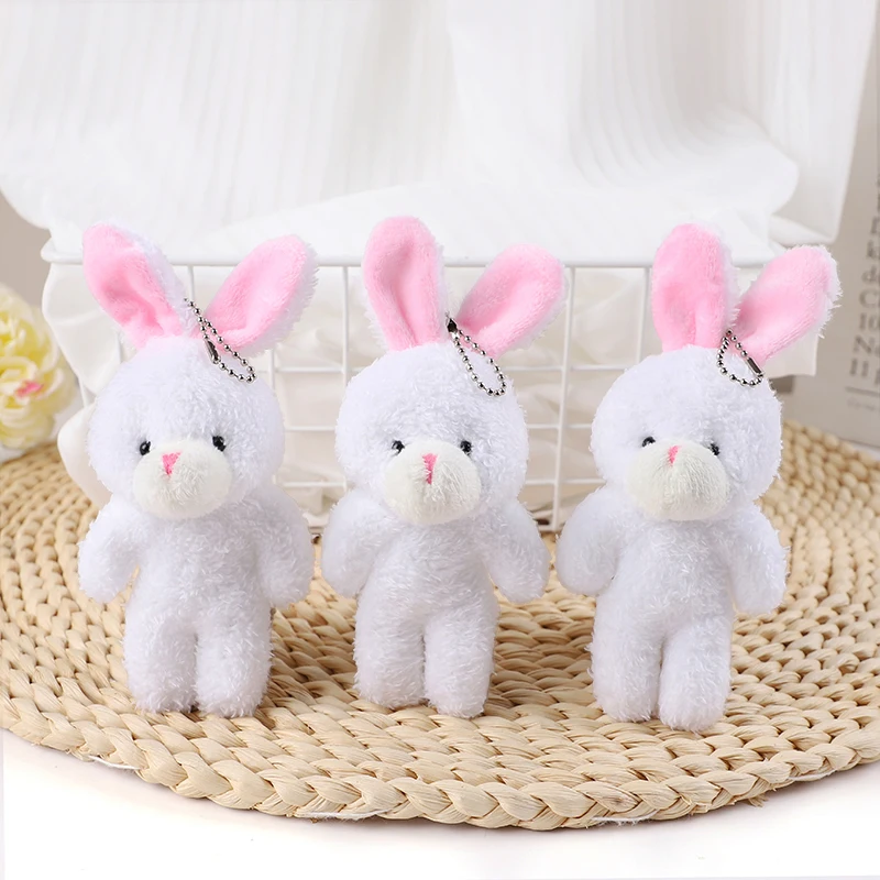 1-10Pcs Bunny Plush Dolls Easter Basket Filler Cute Rabbit Animal Keychain Bag Pendant Gift for Guest Kids Birthday Party Favors