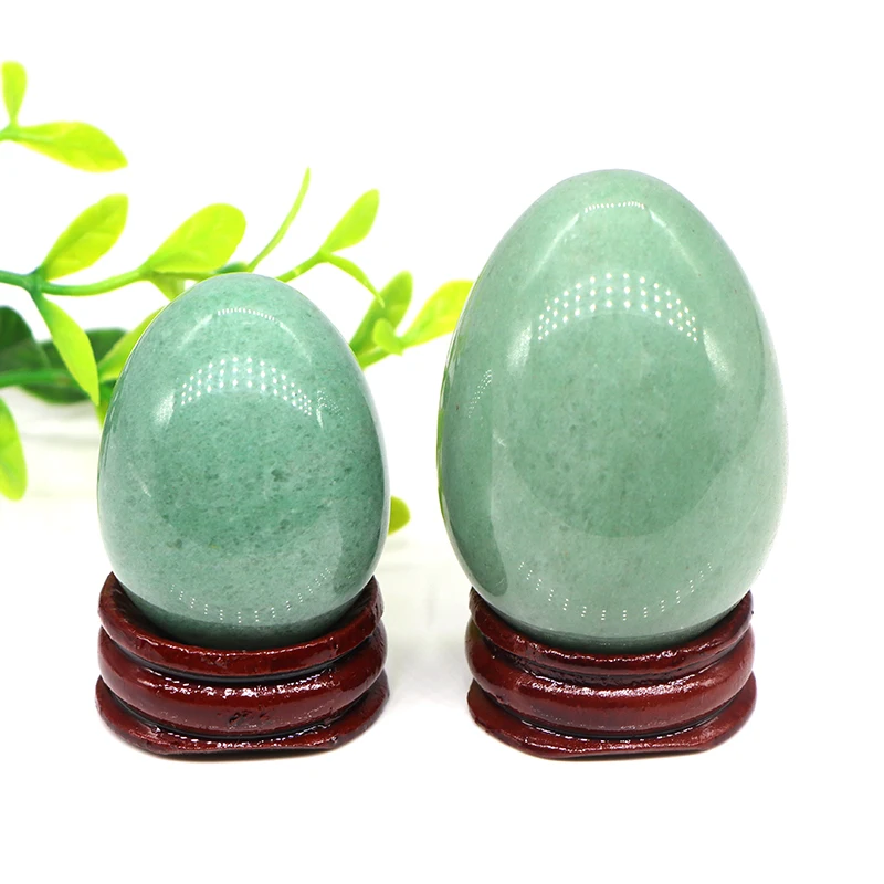 

2 Size Green Aventurine Stone Egg Natural Gemstone Polished Egg Yoni Egg Kegel Exerciser Eggs Vginal Healing Massage Home Decore