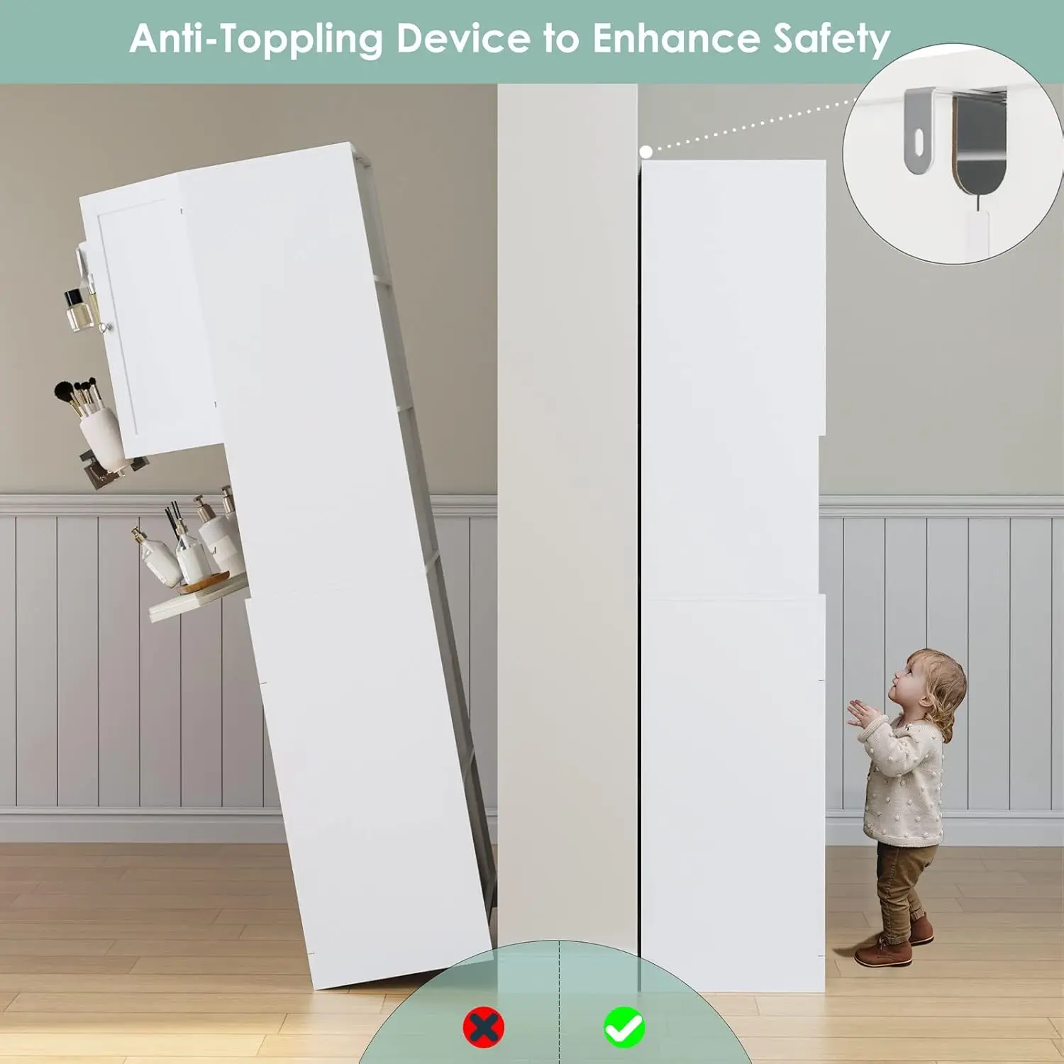 Tall Bathroom Storage Cabinets with Drawer, Modern Linen Cabinet with Doors & Shelves, 67"H Tall Storage Cabinet Freestanding