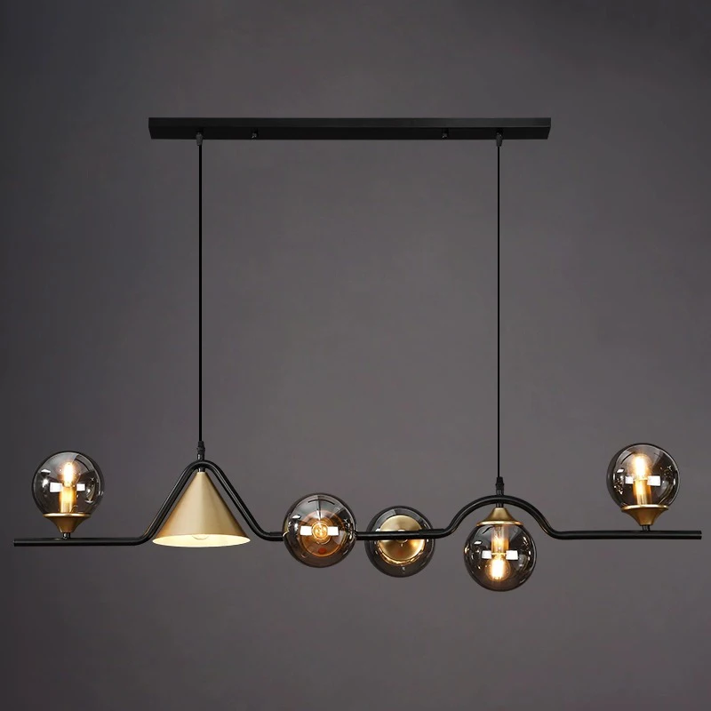 

Modern Glass Ball Led Ceiling Chandelier for Kitchen Dining Tables Desks Room Pendant Fixture Home Decor Interior Lighting Black