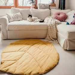 Alfombra de algodón para gatear para bebé recién nacido, manta con forma de hojas, alfombra de juego para gatear, decoración para habitación de niños
