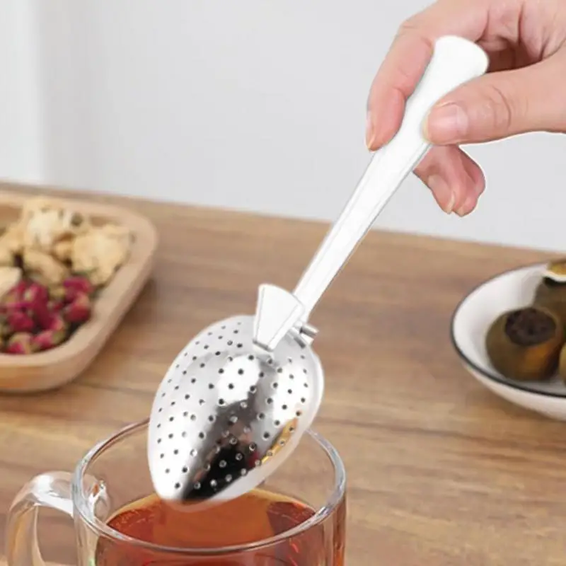 Stainless Steel Tea Infuser Snap Ball Tea Strainer With Long Handle Fine Holes Interval Diffuser Steeper For Coffee