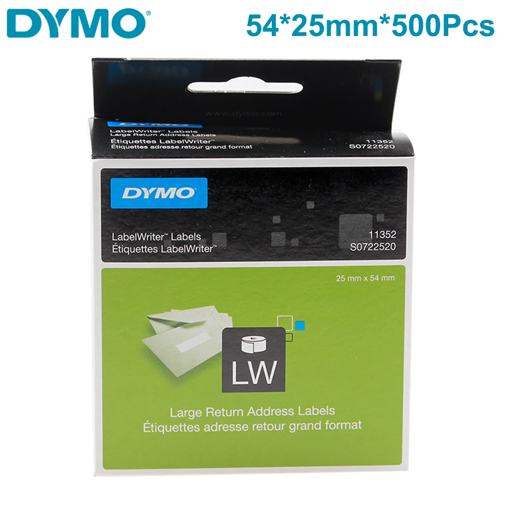 

Оригинальная бумага для печати этикеток и штрих-кодов Dymo 11352 54*25 мм * 500 шт., термобумага для печати этикеток Dymo Φ LW550 LW450, производитель этикеток