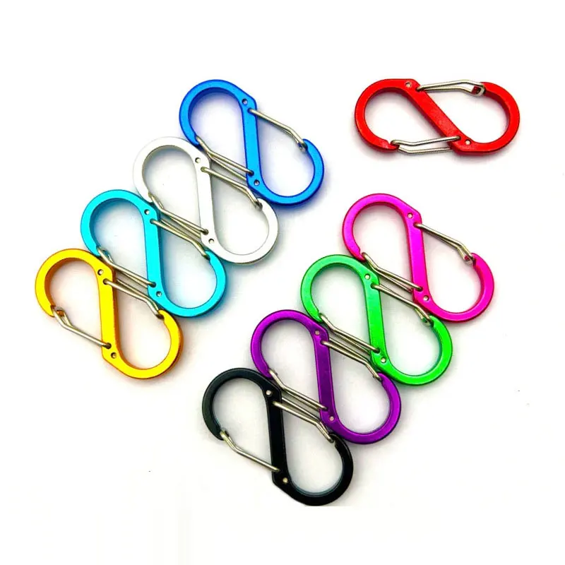 8-shaped Mountain-climbing Buckle Aluminum Alloy Double-end Steel Wire Carabiner Clips 1pc5