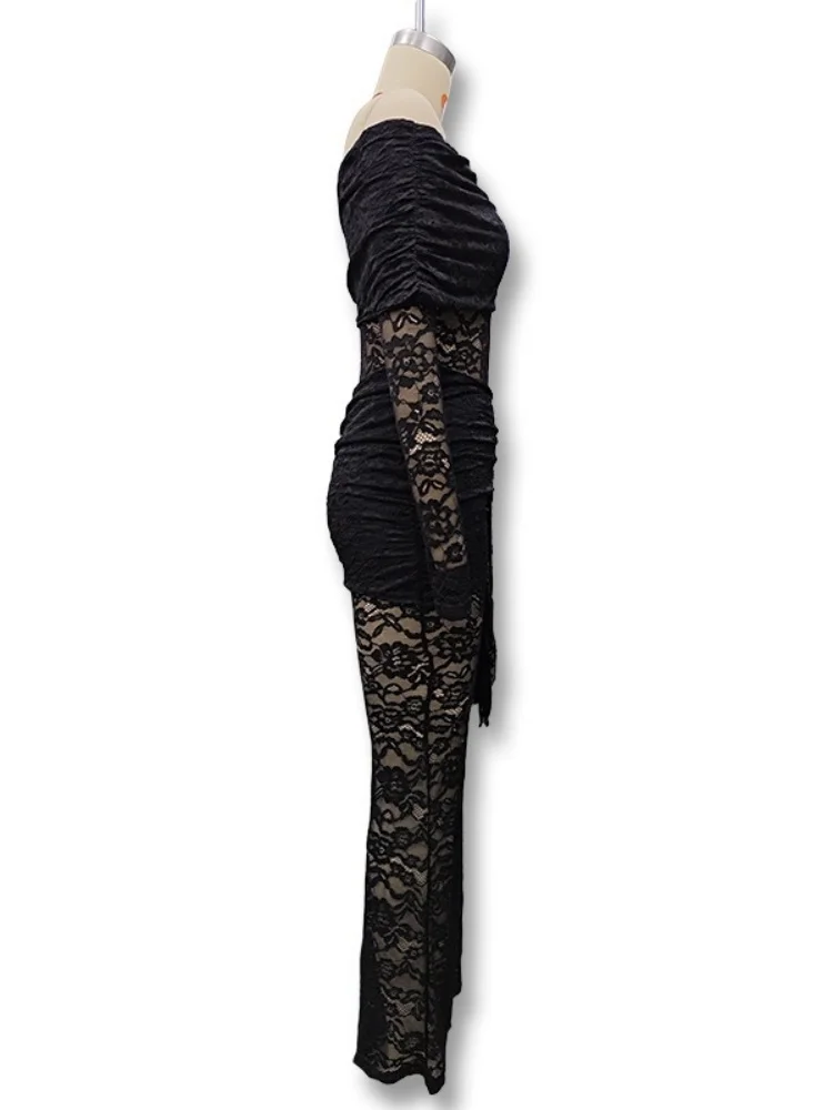 Wmstar Women Jumpsuit Wholesale Spring New Women's Clothing Sexy Lace Cutout See Through Slim One Piece Outfits Club Outfits