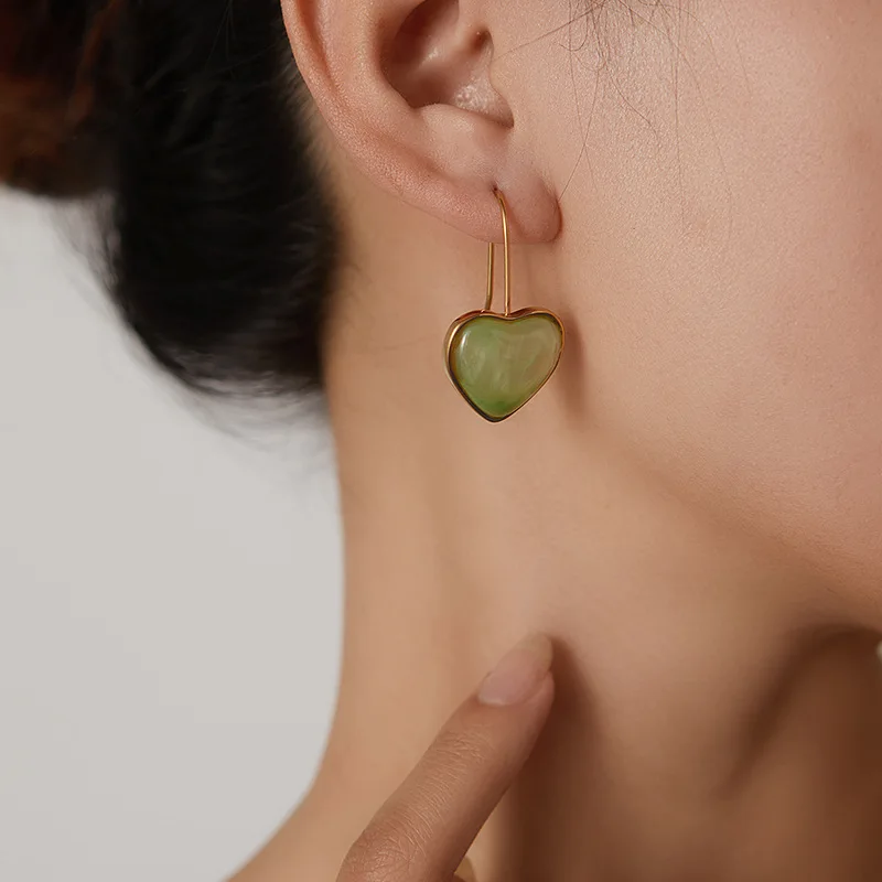 Love Resin Korean Sweet Ladies Summer Earrings Drop Earrings For Women Girl Stainless Steel Dangle Earrings 7