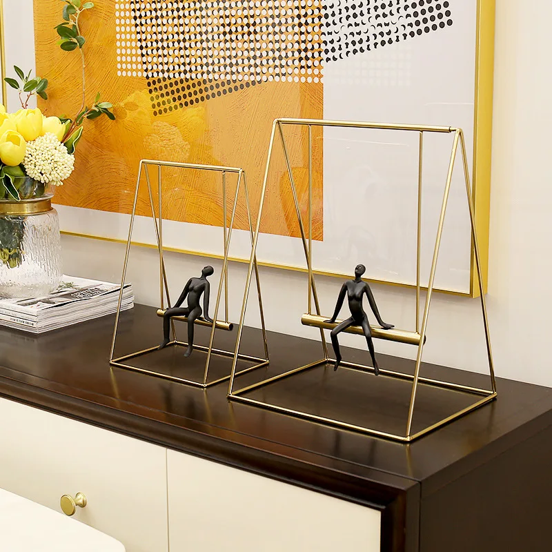 

Nordic-Style Metal Swing Luxury Brass Ornaments Creative Art Sculpture Crafts Desktop Decors Ornaments Swing