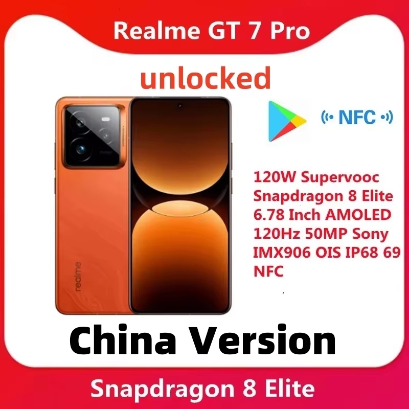 China Version Realme GT 7 Pro 50MP  IMX906  OIS 6500mAh 120W Supervooc Snapdragon 8 Elite 6.78 Inch AMOLED 120Hz  IP68 69 NFC