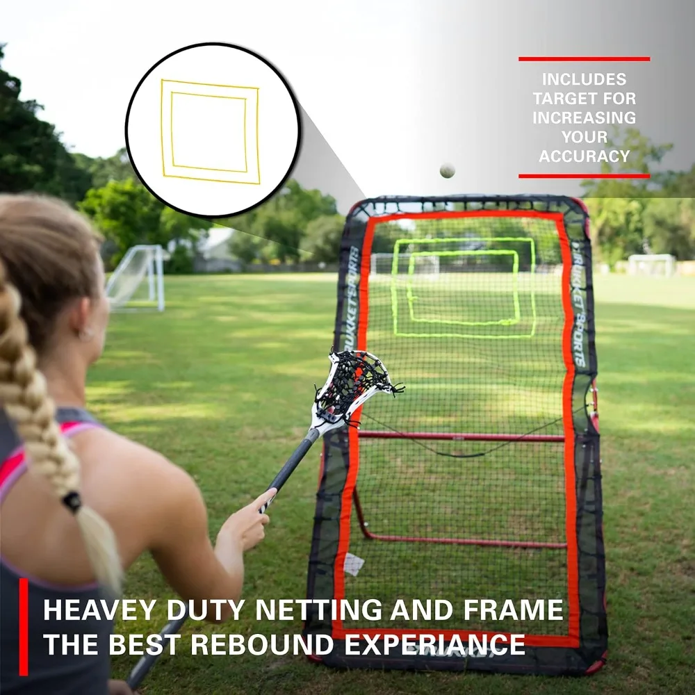 Rukket 4x7ft Lacrosse Rebounder Pitchback Training Screen, Practice Catching, Throwing, and Shooting