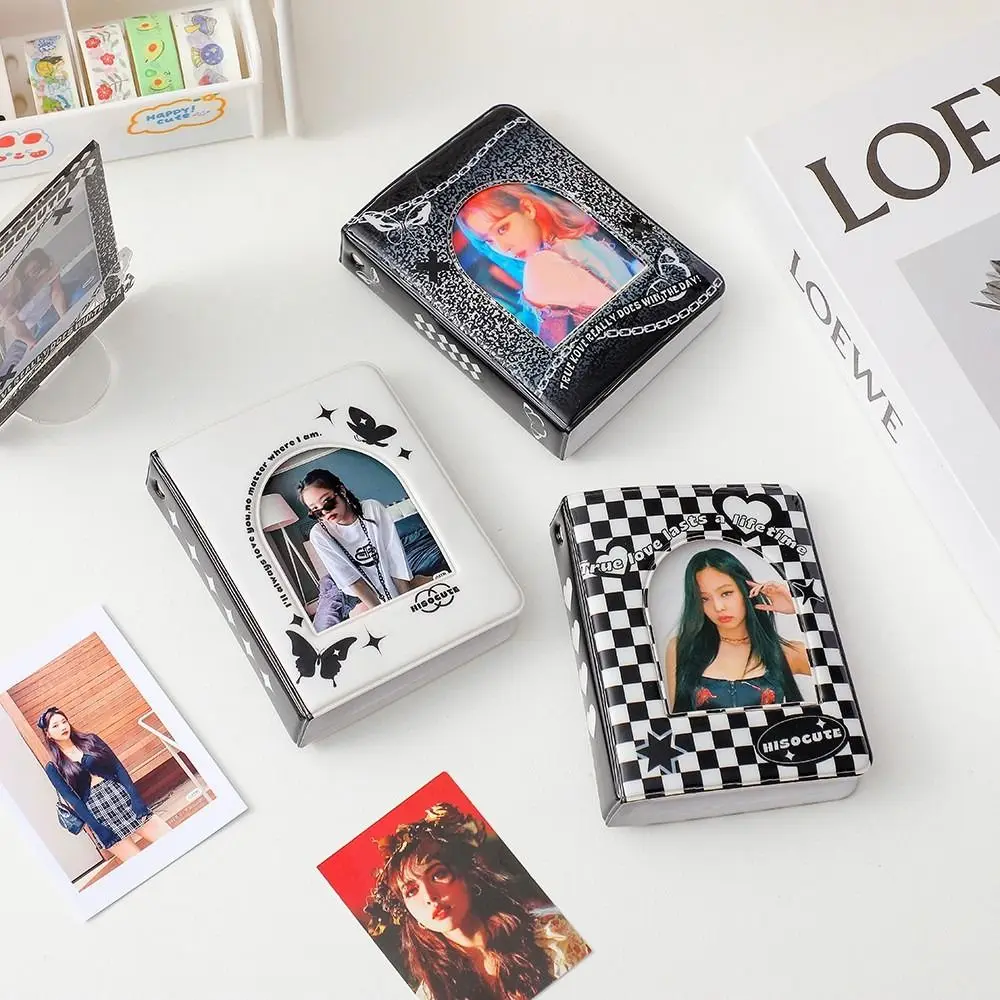 

INS Cool Black White Photocard Holder Photo Album 40 Pockets Kpop Idol Cards Postcards Collect Book Polaroid Album