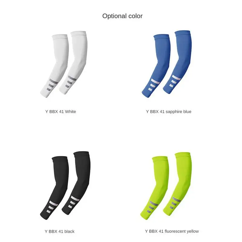 Breathable Quick Dry Night Running Reflective Arm Sleeves Basketball Elbow Pad Fitness Sports Cycling Ice Silk Arm Warmers 1Pair arm sleeves cooling arm sleeves reflective arm bands basketball elbow protectors