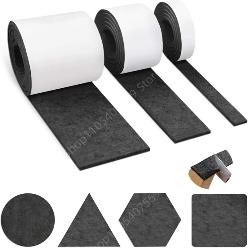 Durable Self-Adhesive Felt Tape - 100CM, 4mm Thick, Gray/Black - Ideal for DIY Projects and Furniture Protection