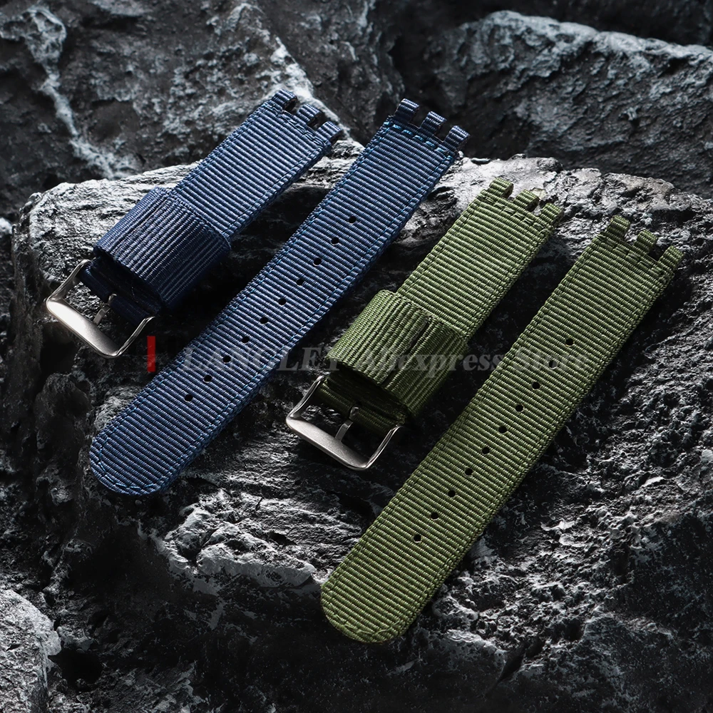Green & Black Sport Nylon Watchband - Fabric Weave Wristband Replacement