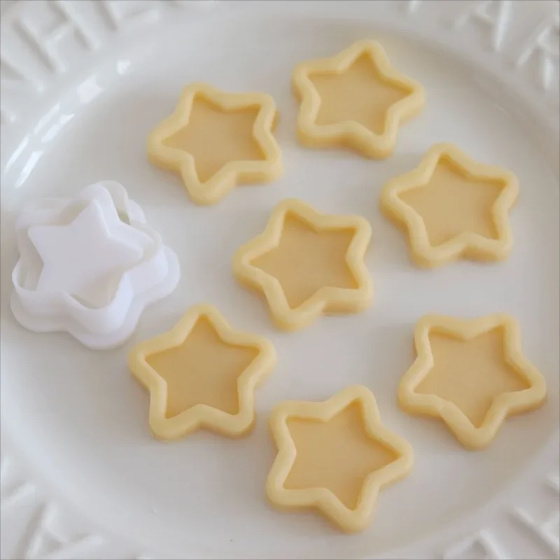 3D Star Cookie Cutter and Fondant Embosser Baby Shower Birthday Biscuit Mold Cake Decoration Tools