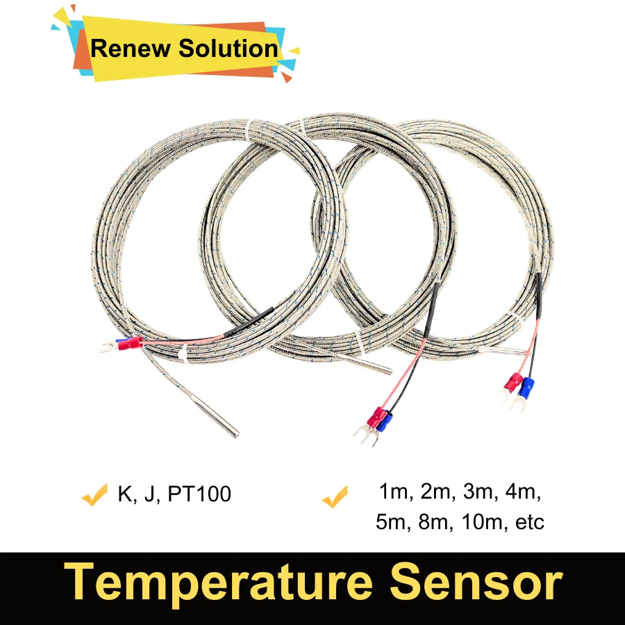 4mm*30mm K J PT100 1m 2m 3m 5m 10m Probe Type Shielded Braide Wire ...
