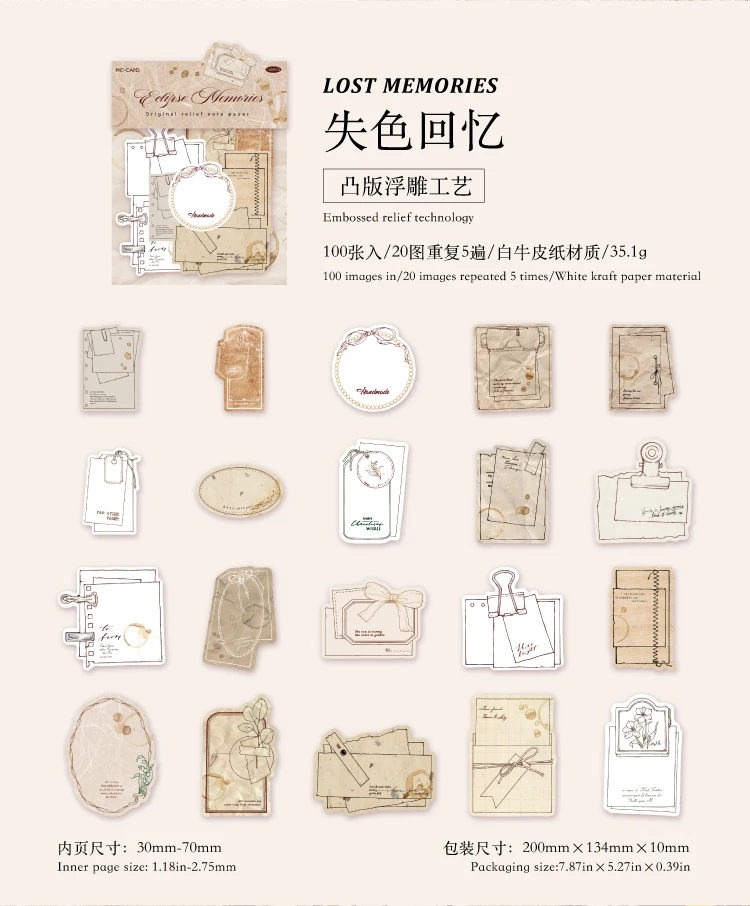 100 Stück Vintage Etikettenpapier DIY Scrapbooking Dekoratives Papier für Tagebuch Album Hintergrundpapier handgemachtes Junk Journaling-Material – Detail 9