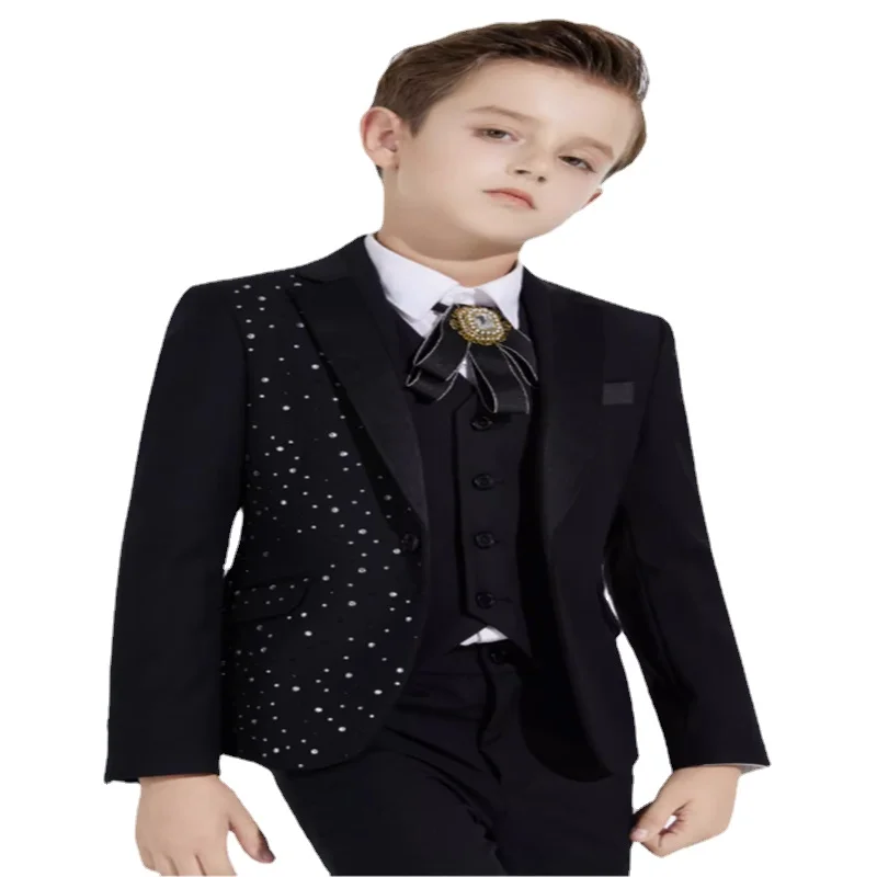 

5 Pieces Children's suit Sets handsome British boy small suit Jacket middle and big boy piano performance costume