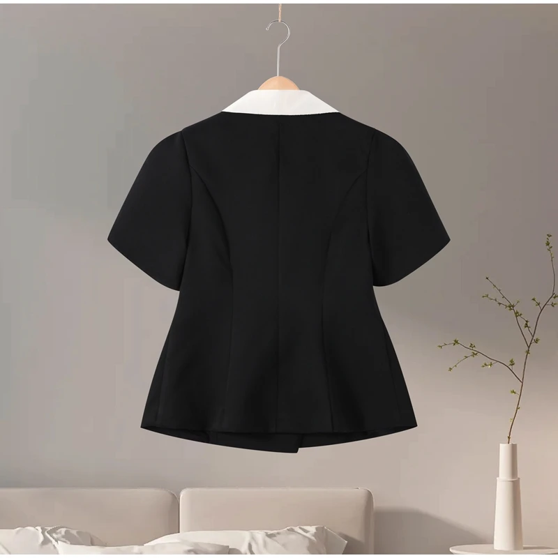 Elegantes Blumenmuster-Rock-Set für Damen: Schicker Puffärmel-Blazer und Bubble-Minirock-Anzug – Frühjahr 2026, Alltags-Freizeitoutfit für die Dame – Detail 5