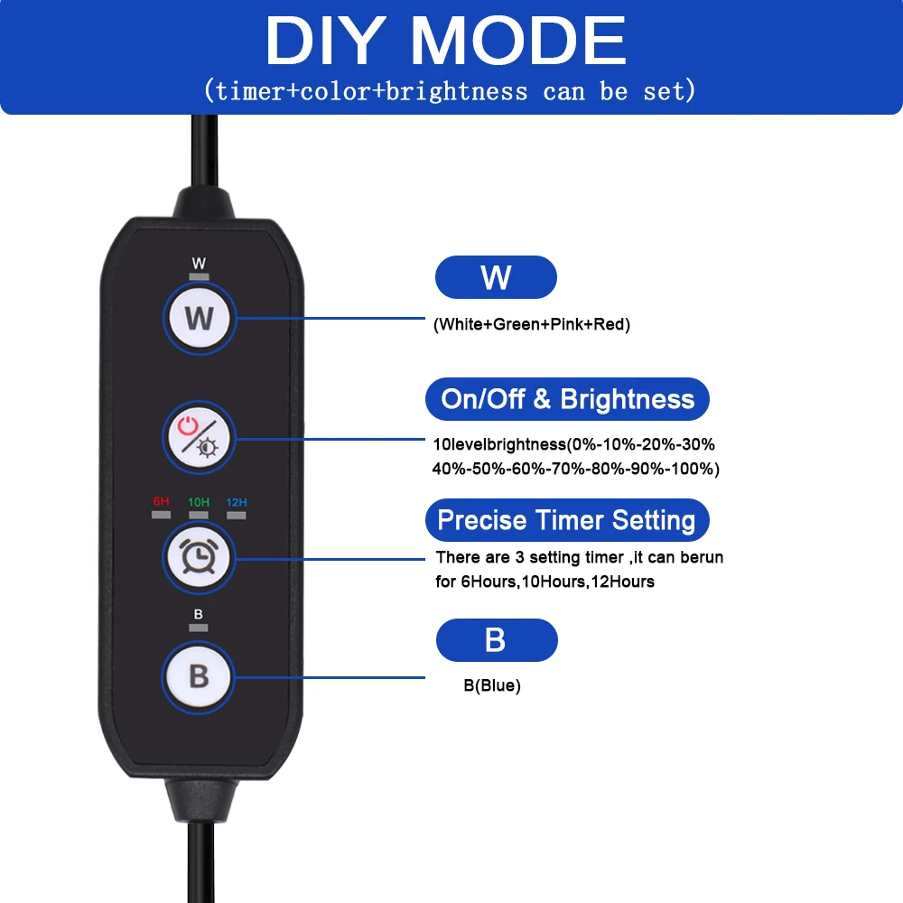 Aquarium Light 12-30 Inch Dimmable LED With Timer Power-off Memory Function Fish Tank Plant Growth 100-240V