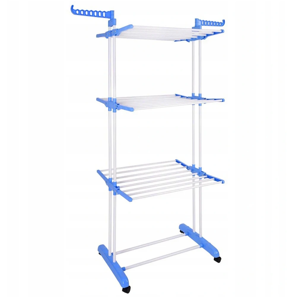 4-Tier Folding Drying Rack Clothes Drying Rack with 4 Castors Free Standing Movable Laundry Rack for Towels Clothes Shoes Linen