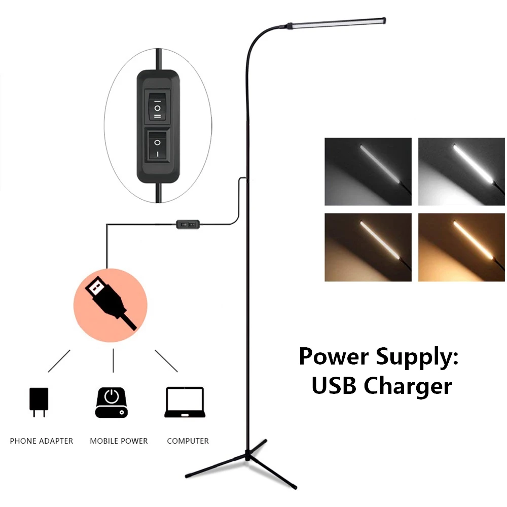Floor Lamp Outdoor - Adjustable Color Temperature and Brightness, Standing Work Light for Living Room, Patios, Camping & Garden