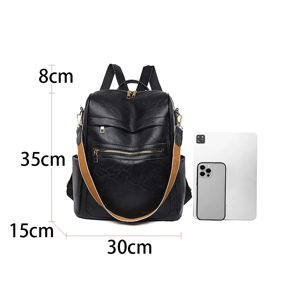 Schooll Bags Travel Bagpack Ladies Bookbag High Quality Leather Back Pack Women Large Capacity Multifunctional Backpacks Woman 3