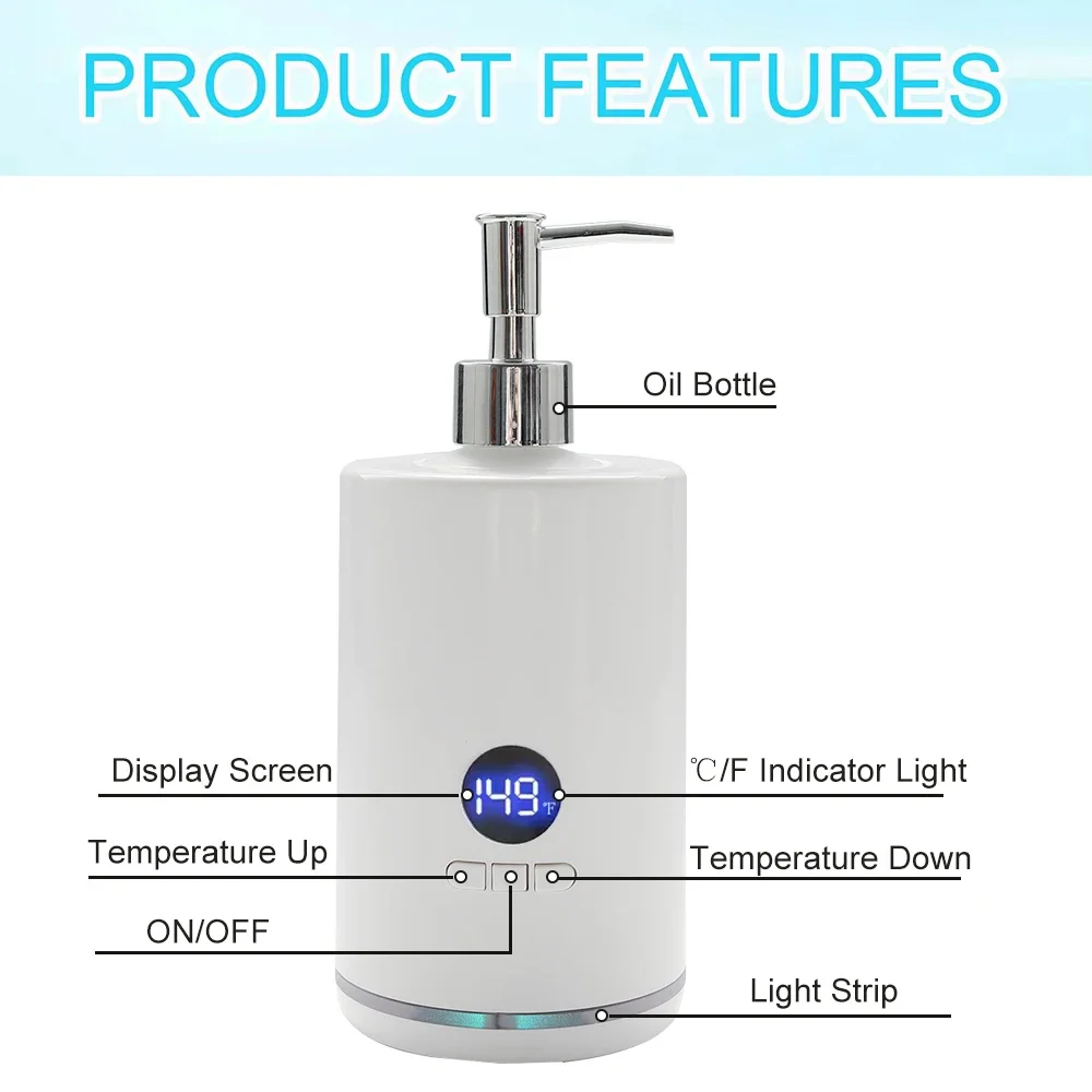 Single Bottle Massage Oil Heater Adjustable Multifunction Lotion Cream Heater Portable Quick Heating for Salon Spa EU/US Plug