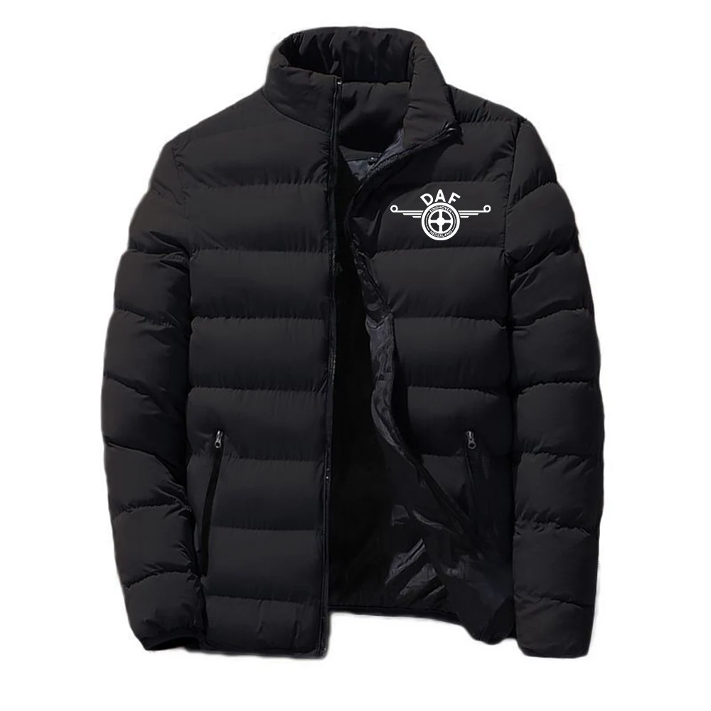 

2023 DAF TRUCKS COMPANY TRUCKER LOGO Men's New Winter Casual Warmer Fashion Slim Standing Collar Cotton Jacket Zipper Coat Tops