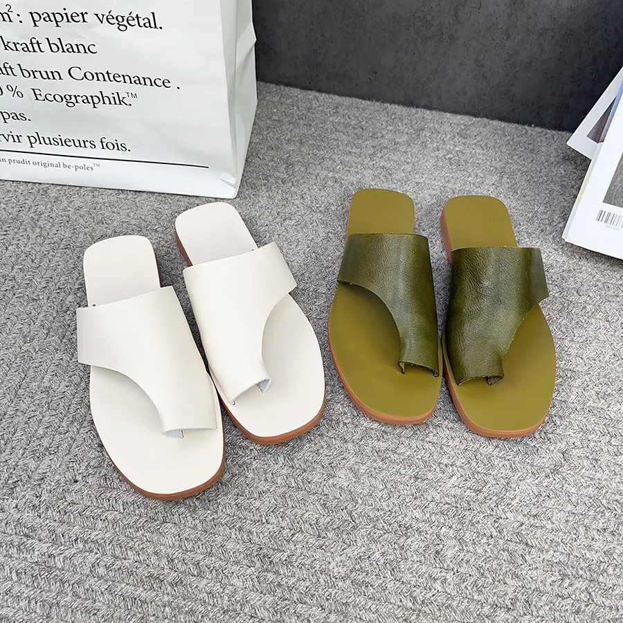 

Birkuir Genuine Leather Low Heel Flip Flops Slippers For Women Gladiator Sandals Wedges Luxury Shoes Elegant Outdoor Slippers