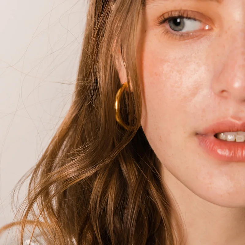 Minimalist Big Round Circle Hoop Earrings for Women Waterproof PVD Stainless Steel Huggie Earring Rust Proof Stylish Jewelry New