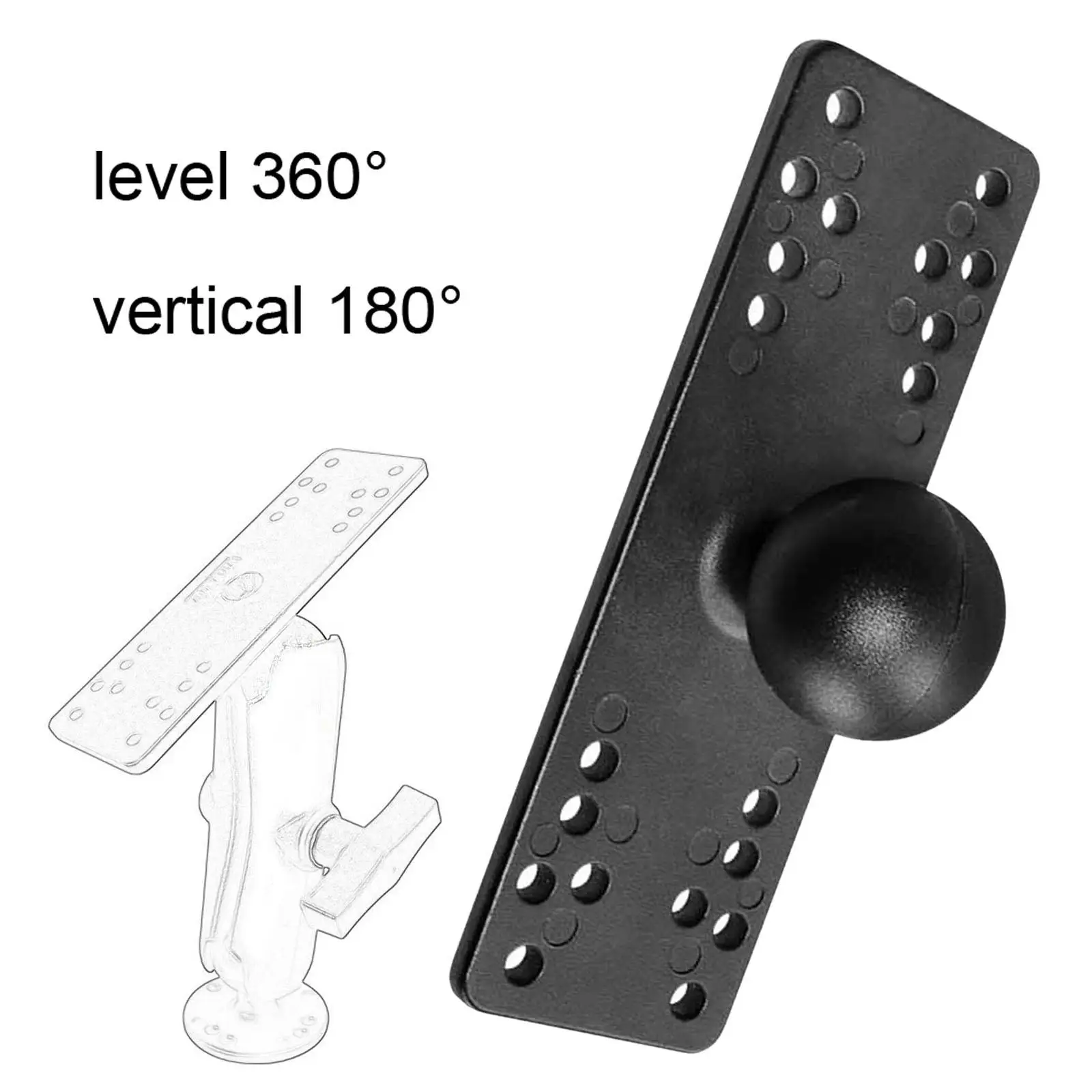 38.1mm/1.50inch Ball Composite Universal Marine Electronic Fish Finder Mounting Plate Stable Wear Resistant Boat Kayak Supplies