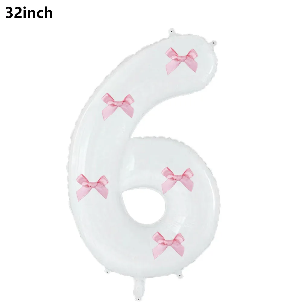 32 Blue, Pink, and Black Number Balloons with Ribbon Bows