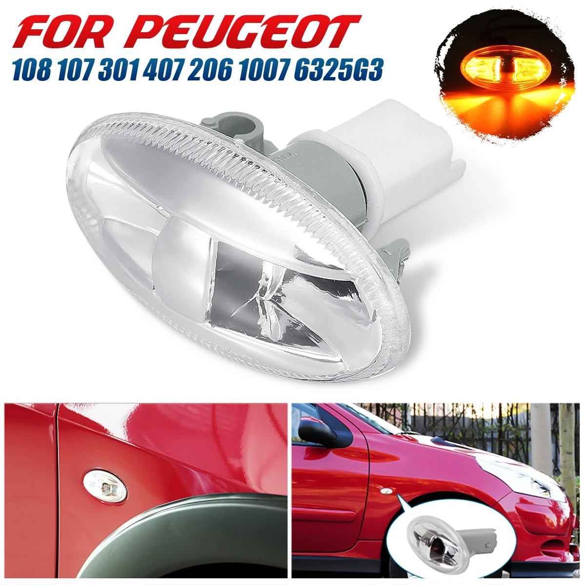 

2 шт., боковой индикатор для Peugeot 108 107 407 206 1007