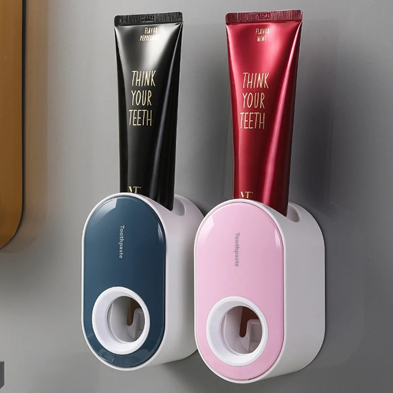Bathroom accessories set Toothpaste dispenser squeezer Automatic Toothpaste Dispenser Wall Mount Dust-proof Storage Holder