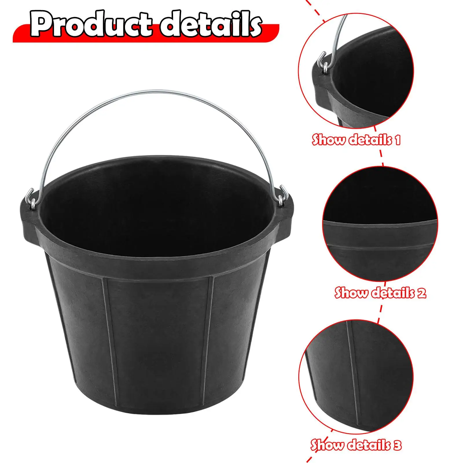 Rubber Feeder Bucket 8L Versatile Utility Horse feed Pan Horse Feeder Horse feed Bucket for Animal Feeding Goats Pig Chicken