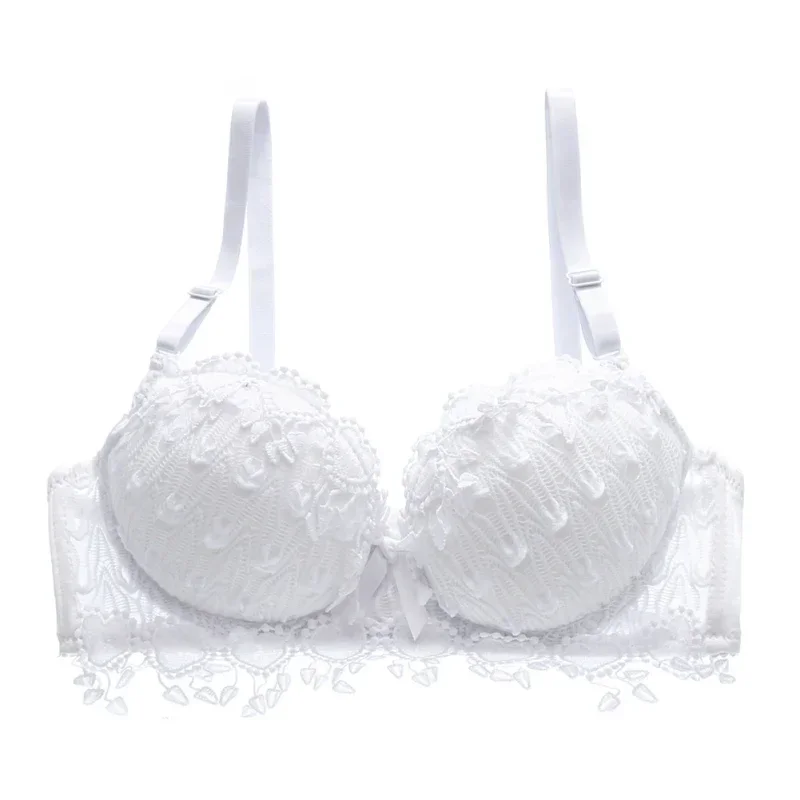 Women's Sexy Lace Gather Bra Plus Size Lace Bralette Breathable with Padded Underwire Unlined Bra Underwear 5