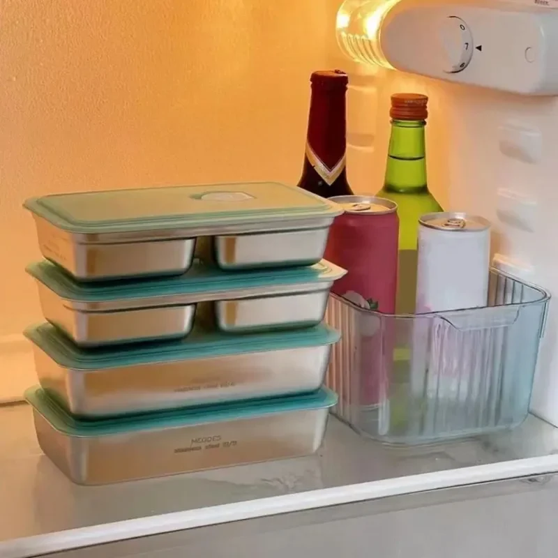 Leak-proof Snack Containers For Kids Double Compartment Reusable Snack Containers Stainless Steel Lunch Boxes For Picnic  lijiao